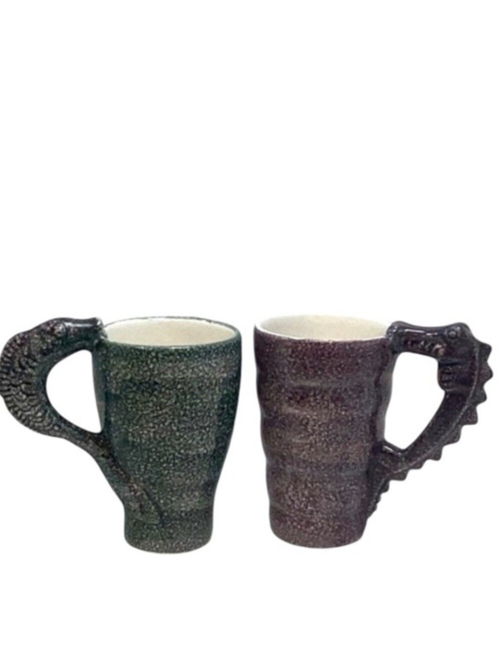 💚 Pair of Rare Starbucks Seahorse Handle Mugs - Hand Painted, Made in It